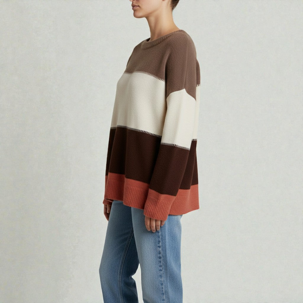 Knit Sweater with Modern Colour Block Design