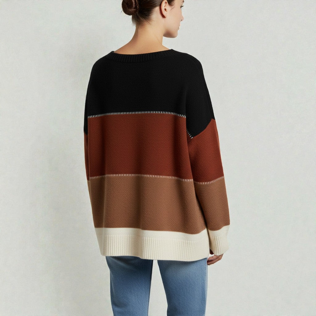 Knit Sweater with Modern Colour Block Design