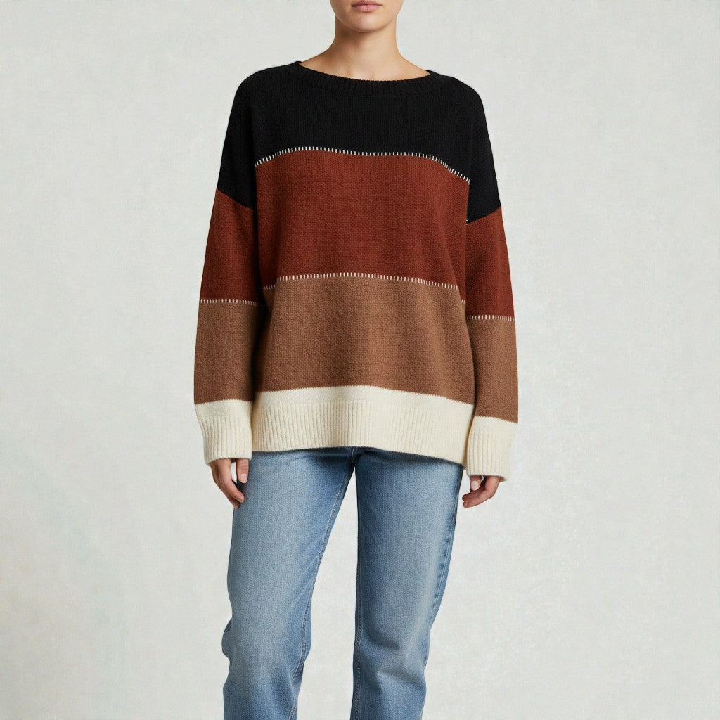 Knit Sweater with Modern Colour Block Design