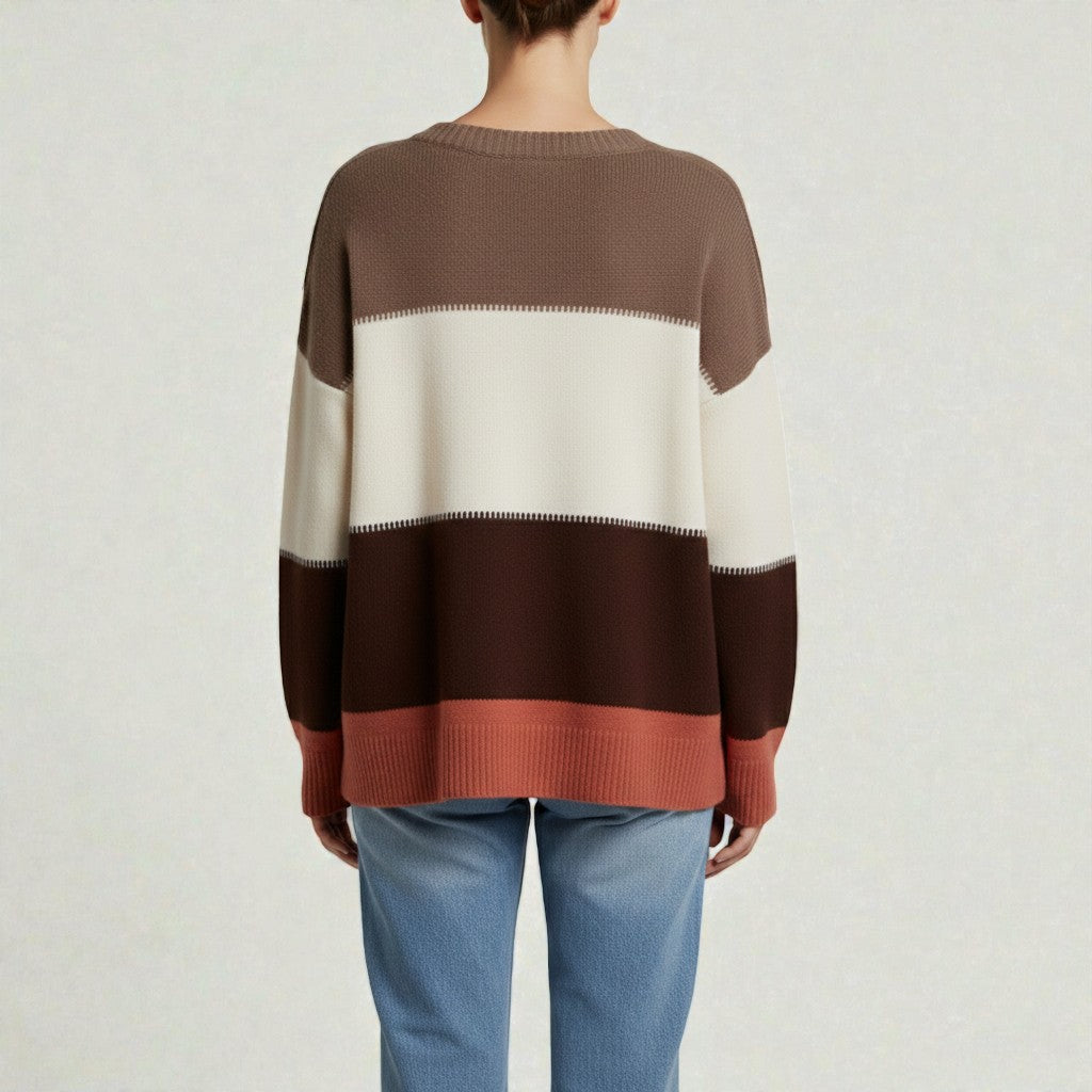 Knit Sweater with Modern Colour Block Design