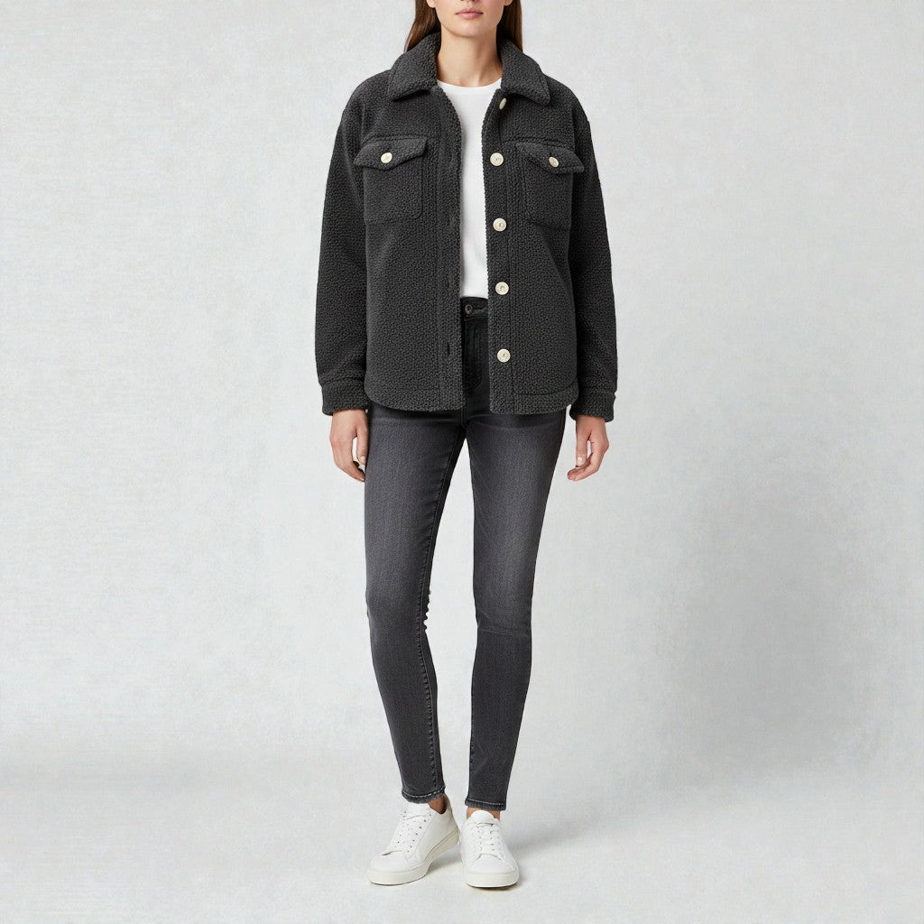 Transitional Jacket with Cozy Teddy Texture