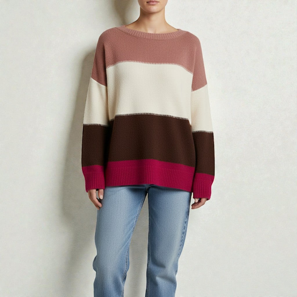 Knit Sweater with Modern Colour Block Design