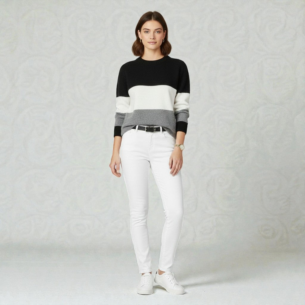 Knit Sweater with Modern Pattern and Feminine Fit