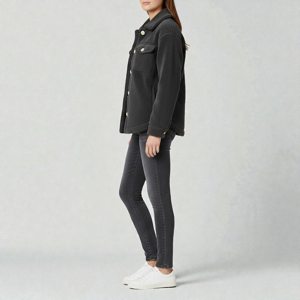 Transitional Jacket with Cozy Teddy Texture