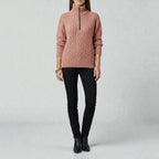 Sweater with Zipper and Textured Pattern