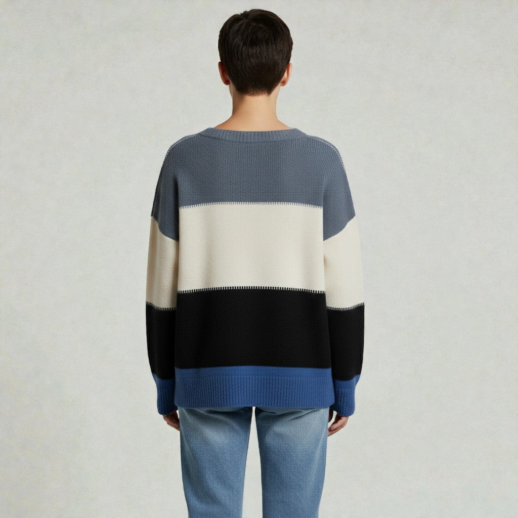 Knit Sweater with Modern Colour Block Design