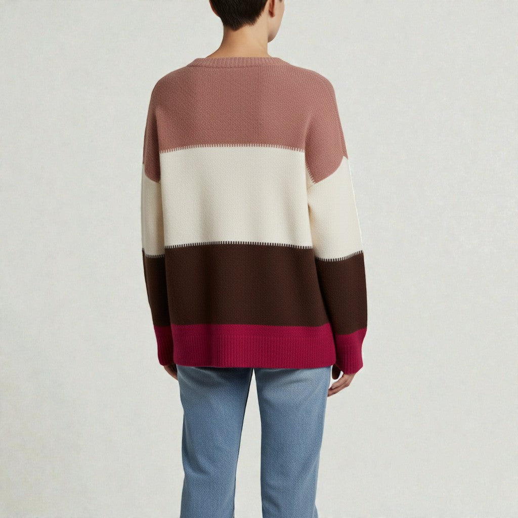 Knit Sweater with Modern Colour Block Design