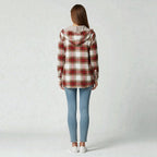 Checkered Shirt for Women with Hood and Button Placket
