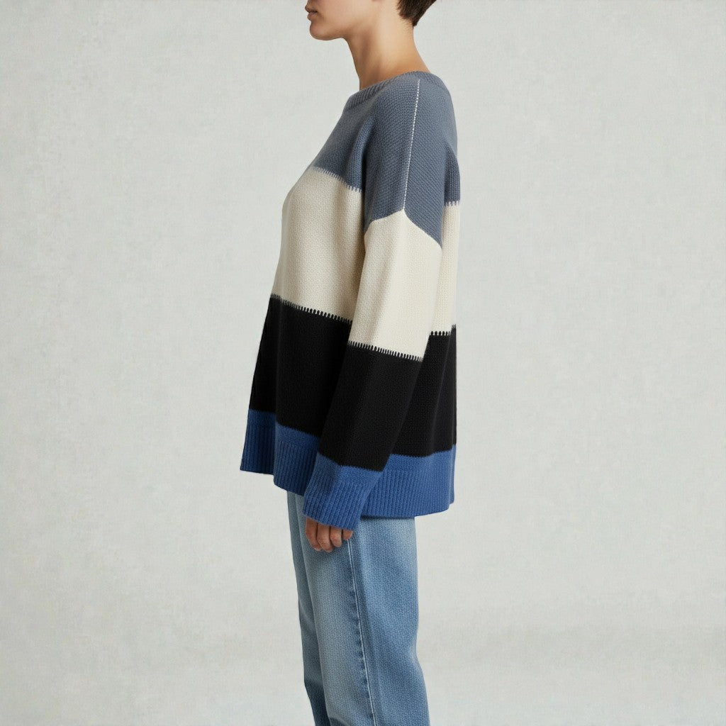 Knit Sweater with Modern Colour Block Design