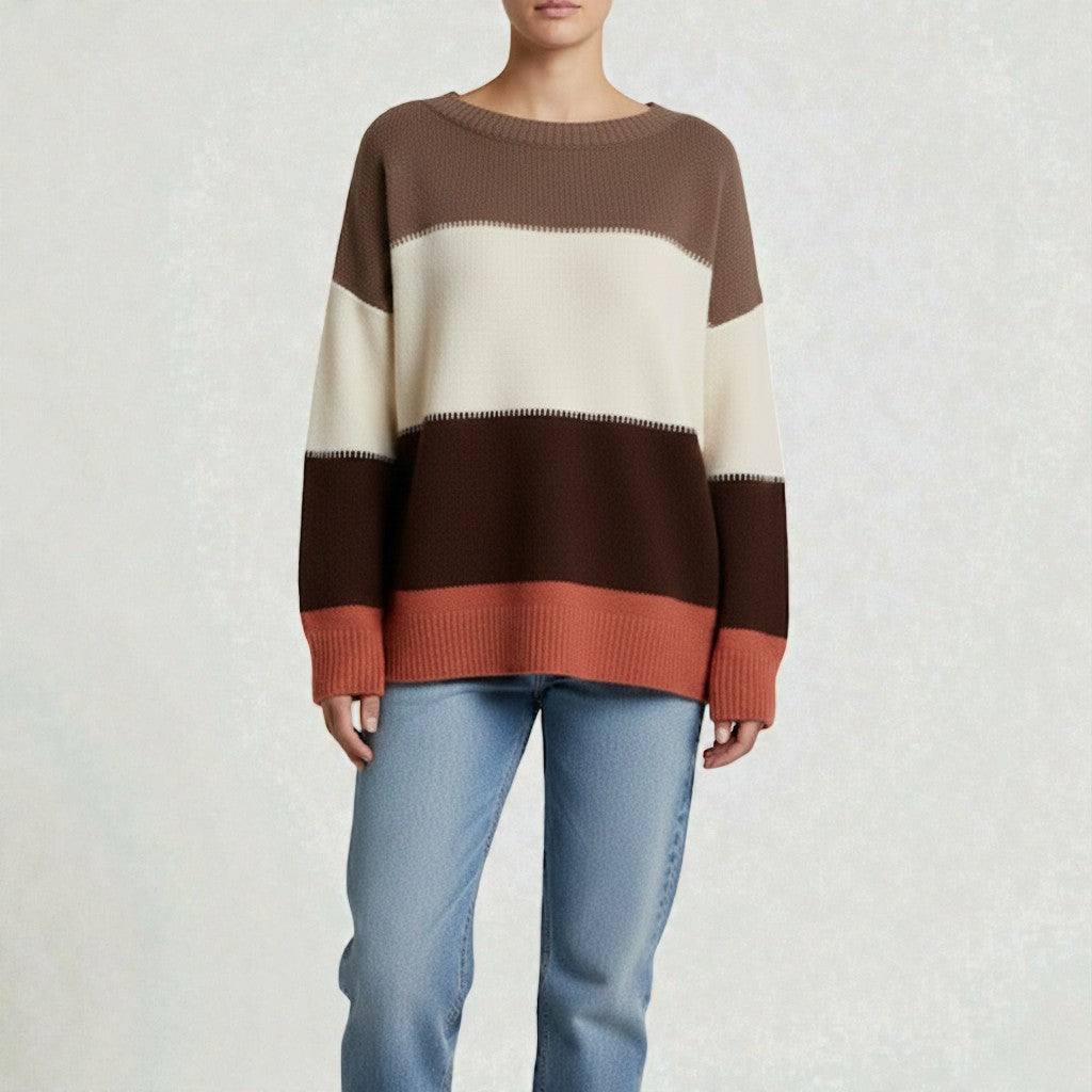 Knit Sweater with Modern Colour Block Design