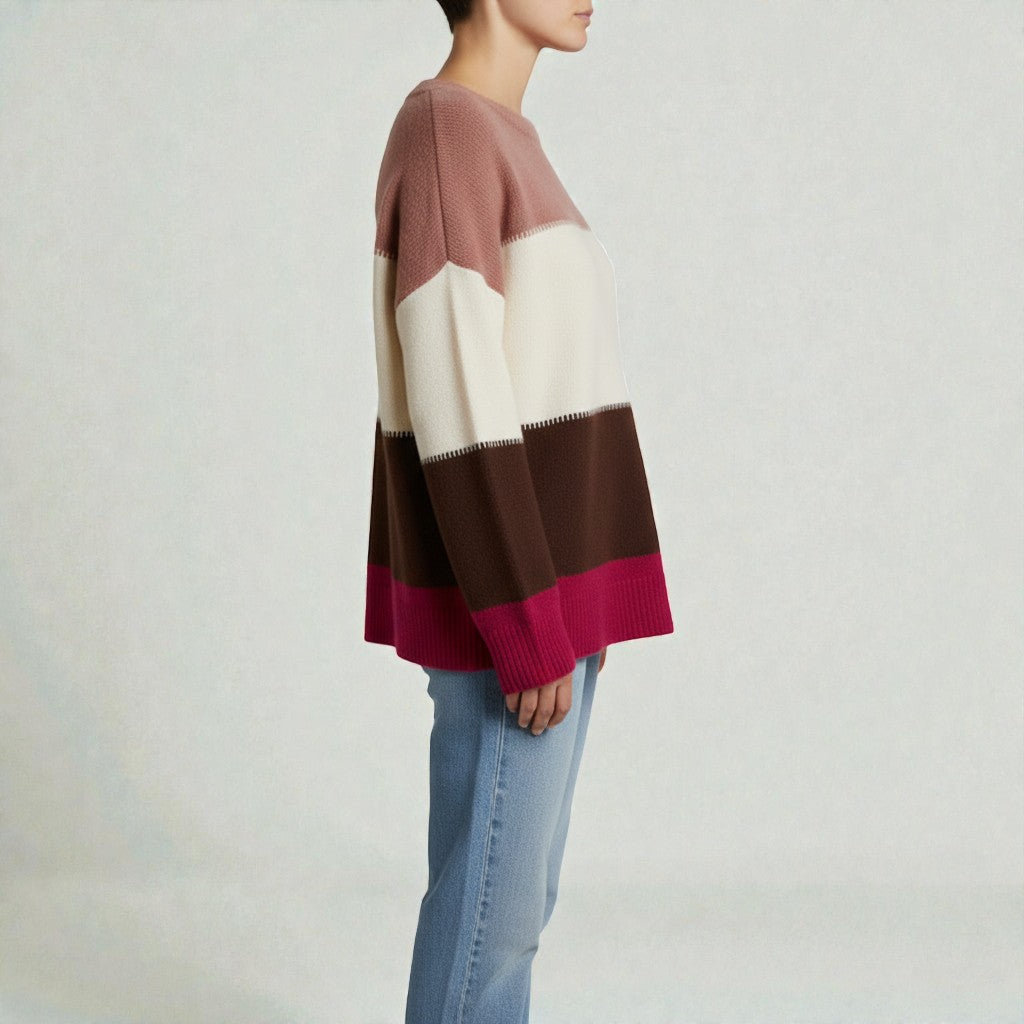 Knit Sweater with Modern Colour Block Design