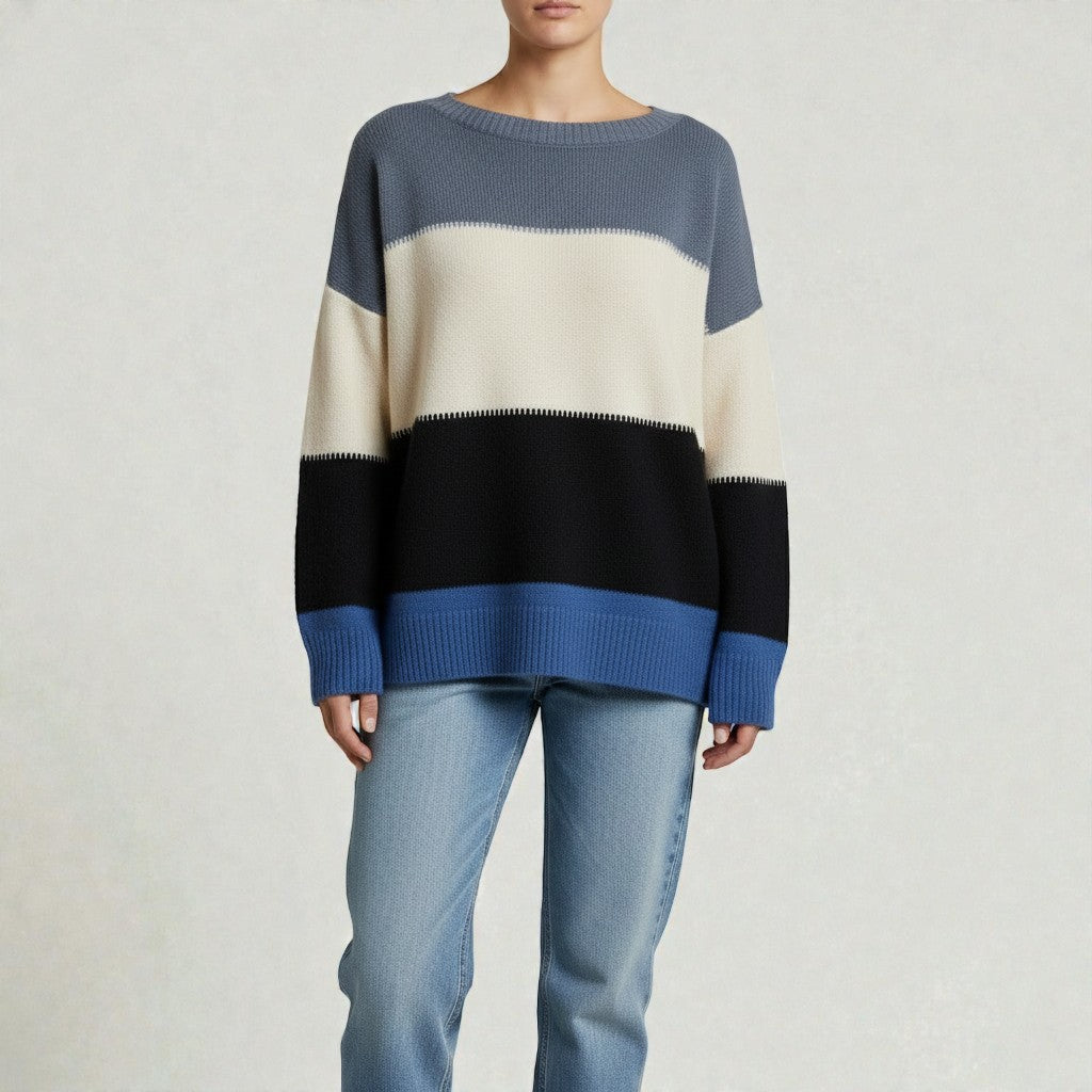Knit Sweater with Modern Colour Block Design